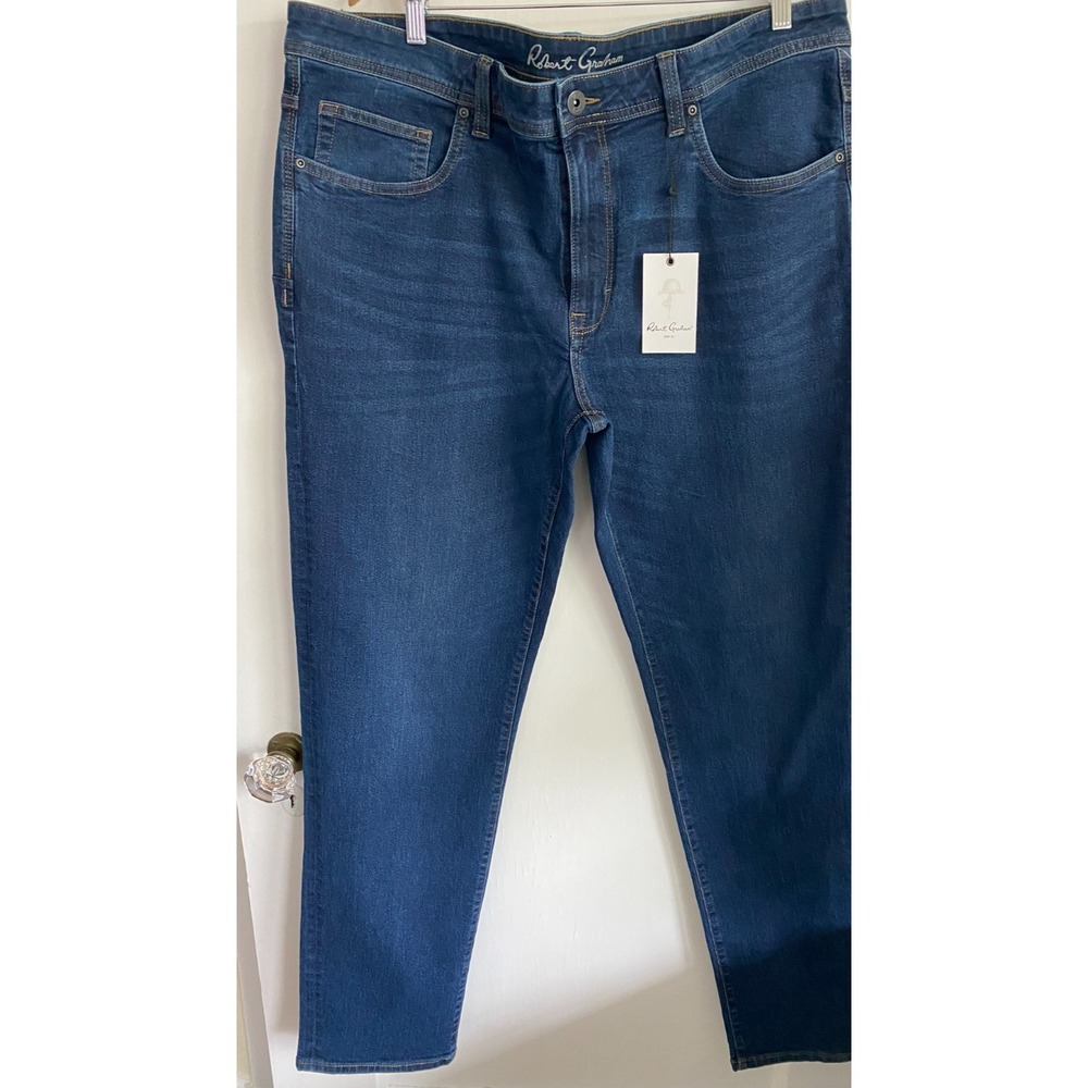 NWT Robert Graham Lance Jeans Indigo Dark Blue Size 40x34 Pants Flexible Comfort